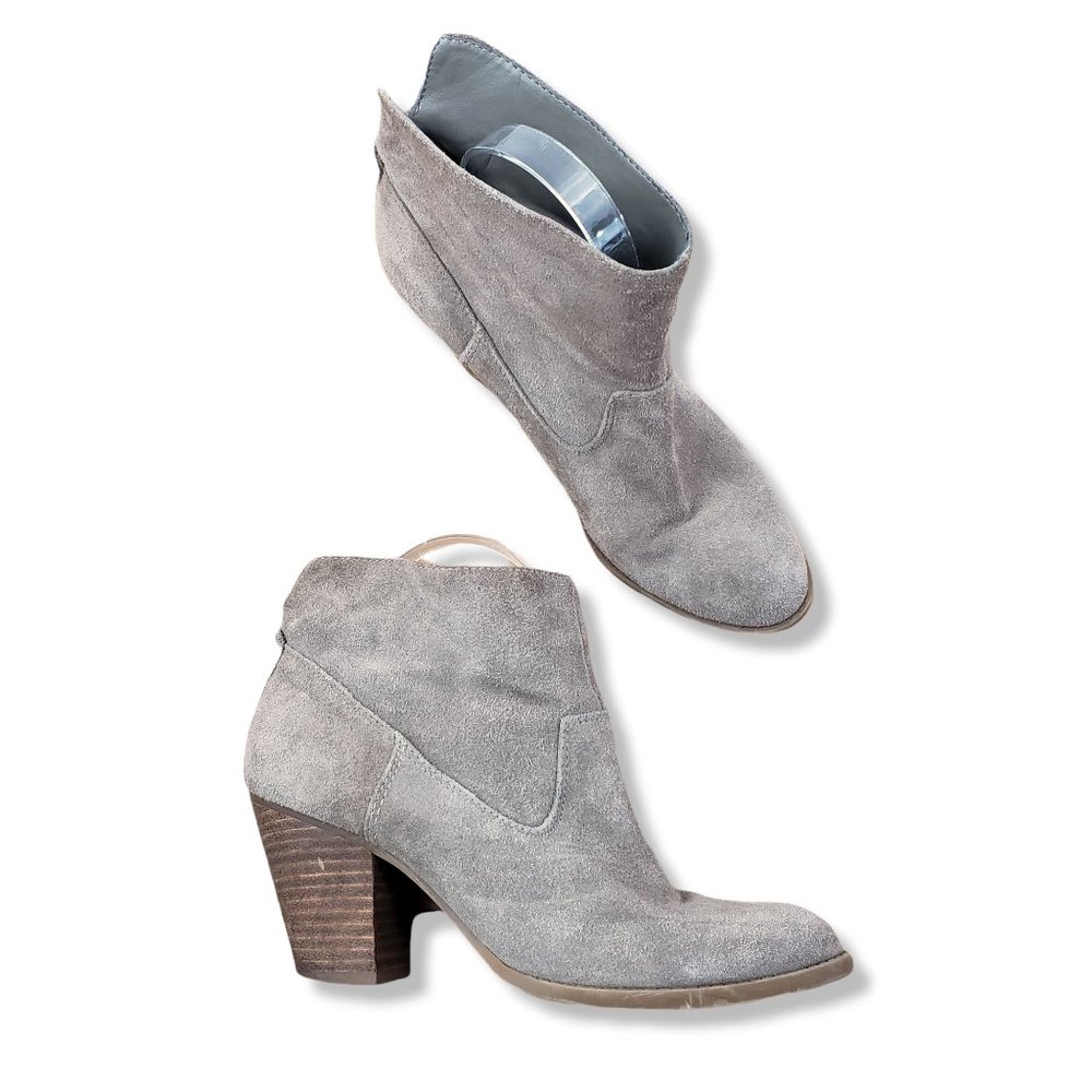 Ninewest Tan Taupe Genuine Suede Nubuck Heeled Ankle Booties 8M